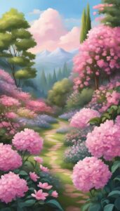 Pink Romantic Flowers aesthetic wallpaper background illustration 2