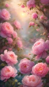 Pink Romantic Flowers aesthetic wallpaper background illustration 3