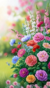 Pink Romantic Flowers aesthetic wallpaper background illustration 5