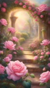 Pink Rose Flowers background wallpaper illustration 2