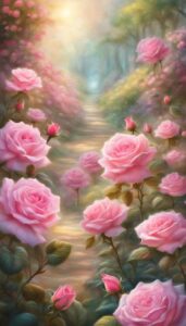 Pink Rose Flowers background wallpaper illustration 3