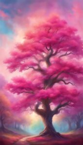 Pink oak tree background wallpaper illustration 3