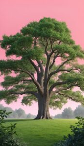 Pink oak tree background wallpaper illustration 4