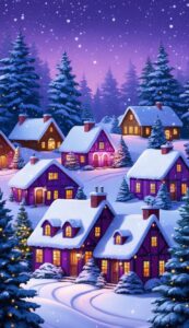 Purple Christmas Village background 3