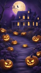 Purple Halloween Pumpkins background 1