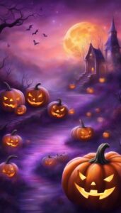 Purple Halloween Pumpkins background 2