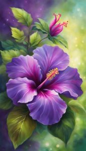 Purple Hibiscus Flower background aesthetic wallpaper illustration 3