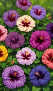 Purple Hibiscus Flower background aesthetic wallpaper illustration 4