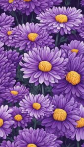 Purple Mum Chrysanthemum flower background aesthetic wallpaper illustration 1