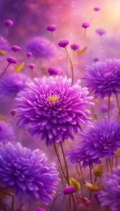 Purple Mum Chrysanthemum flower background aesthetic wallpaper illustration 2