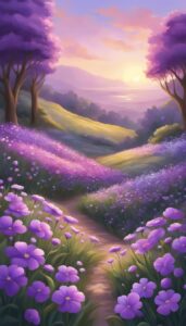 Purple Romantic Flowers aesthetic wallpaper background illustration 1