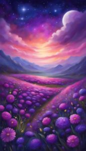 Purple Romantic Flowers aesthetic wallpaper background illustration 2