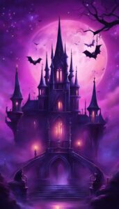 Purple and Black Halloween Decoration Aesthetic Background Illustration Wallpaper 3