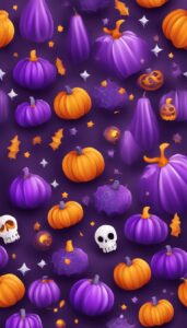 Purple and Orange Halloween Decoration Aesthetic Background Illustration Wallpaper 1