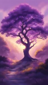 Purple oak tree background wallpaper illustration 1