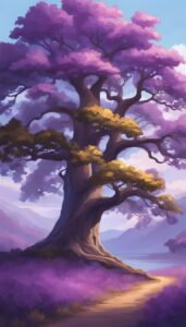 Purple oak tree background wallpaper illustration 2