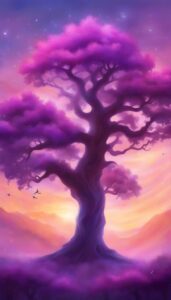 Purple oak tree background wallpaper illustration 3