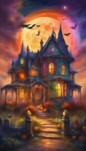 Rainbow Halloween Decoration Aesthetic Background Illustration Wallpaper 3