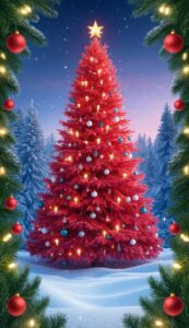 Red Christmas Tree background 3