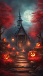 Red Halloween Decoration Aesthetic Background Illustration Wallpaper 3