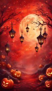 Red Halloween Decoration Aesthetic Background Illustration Wallpaper 4