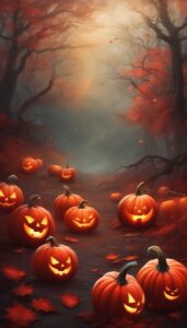 Red Halloween Pumpkins background 3