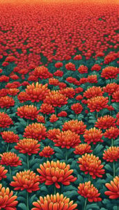 Red Mum Chrysanthemum flower background aesthetic wallpaper illustration 1