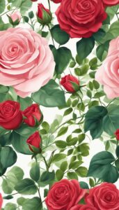 Red Romantic Flowers aesthetic wallpaper background illustration 1