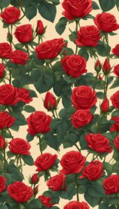 Red Romantic Flowers aesthetic wallpaper background illustration 3