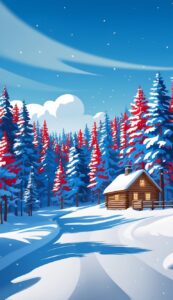 Red and Blue Winter background 4