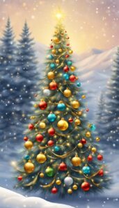 Red and Gold Christmas Tree background 1