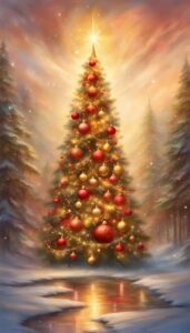 Red and Gold Christmas Tree background 2