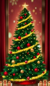 Red and Gold Christmas Tree background 3