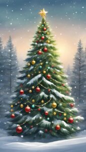 Red and Green Christmas Tree background 1