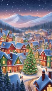 Red and Green Christmas Village background 1