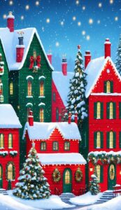 Red and Green Christmas Village background 3