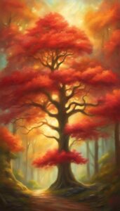 Red oak tree background wallpaper illustration 3