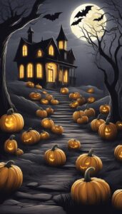 Scary Halloween Pumpkins background 2