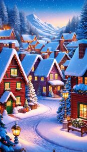 Snowy Christmas Village background 4