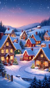 Snowy Christmas Village background 5