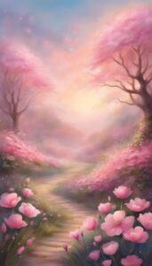 Soft Pink Flowers background wallpaper illustration 2