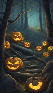 Spooky Halloween Pumpkins background 2