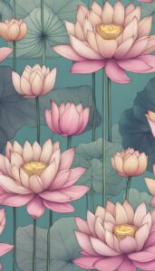 Vintage Art Lotus Flower background 1