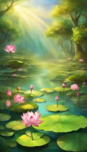 Vintage Art Lotus Flower background 2