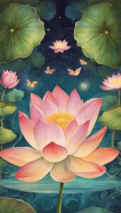 Vintage Art Lotus Flower background 3