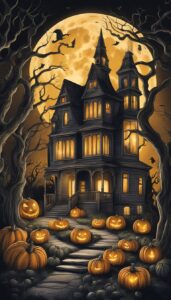 Vintage Halloween Pumpkins background 1