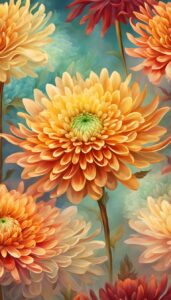 Vintage Mum Chrysanthemum flower background aesthetic wallpaper illustration 3