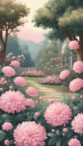 Vintage Pink Flowers background wallpaper illustration 1