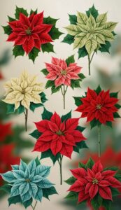 Vintage Poinsettia Flower background 4