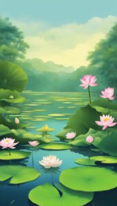 Watercolor Art Lotus Flower background 1